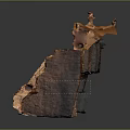 Cartoon Scene Of Ancient Rock Carved Temple With Red Sandstone Columns And Archways