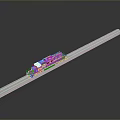 Detailed Blue Train Model Moving on Straight White Track with Dark Background