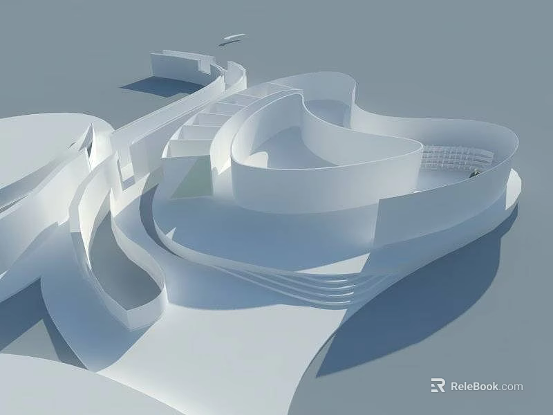 White Modern Architectural Structure With Curved Fluid Design And Sleek Lines 3d model