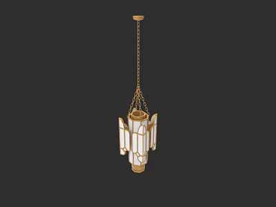 Classic Gold Metal Chandelier With Glass Shades And Chain Hanging Design 3d model