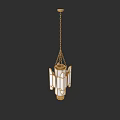 Classic Gold Metal Chandelier With Glass Shades And Chain Hanging Design