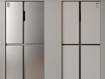 Modern Double Door Fridge Freezers in Stainless Steel and White Finish 3d model