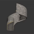 Stone Stairs In Tunnel Like Structure With Stone Walls And Yellow Railings