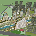 Modern Urban Cityscape With Unique Skyscrapers Rivers And Green Spaces