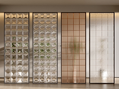 Art glass partition glass brick porch glass partition 3d model