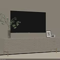 Modern Textured Beige TV Cabinet With Golden Metal Legs For Elegant Minimalist Living Room