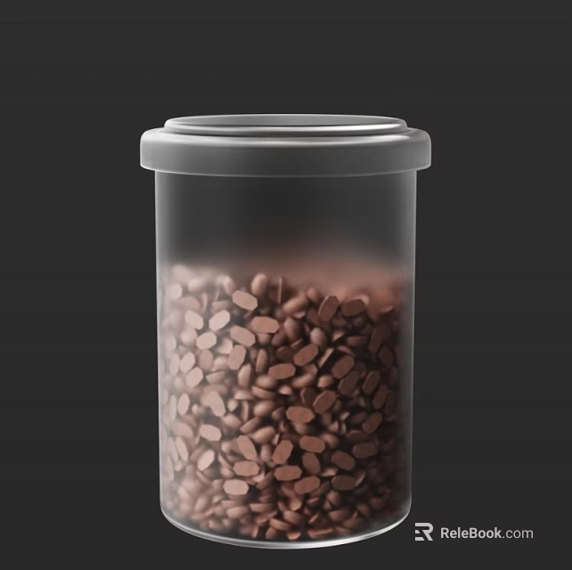 Transparent Glass Jar With Gray Lid Filled With Tiny Brown Chocolate Chips 3d model 