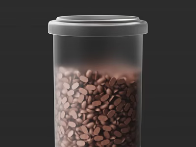 Transparent Glass Jar With Gray Lid Filled With Tiny Brown Chocolate Chips 3d model