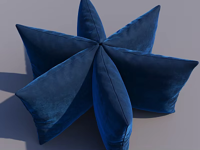 Star Shaped Blue Velvet Decorative Pillow With Modern Plush Soft Design 3d model