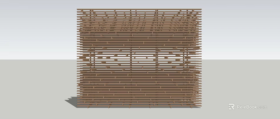 Wooden Slat Partition Structure For Interior Decoration And Space Division 3d model