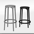 Modern Bar Stools With White And Black Round Seat And Metal Legs