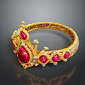 High Quality Gold Plated Hardware Tool Adorned With Red Gemstones And Diamonds