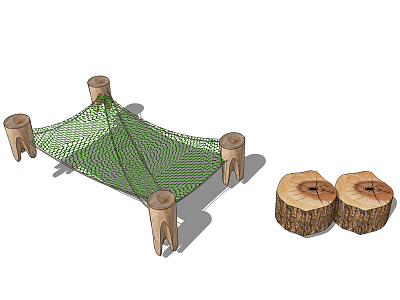 Modern amusement equipment landscape sketch children's playground stump tree net model