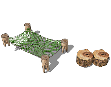 Modern amusement equipment landscape sketch children's playground stump tree net 3d model