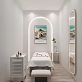 Modern Style Beauty Hair Salon Interior With Reception Desk Product Shelves And Styling Chairs