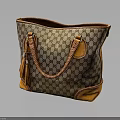 Classic Patterned Tote Bag With Braided Handles Tassel Detail And Leather Trim