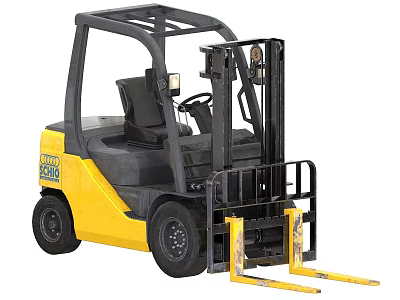 Yellow Yale 2500 Forklift With Front Forks Driver Cabin And Industrial Wheels 3d model