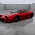 Red Ferrari Sports Car In Spacious Indoor Garage With Black Alloy Wheels