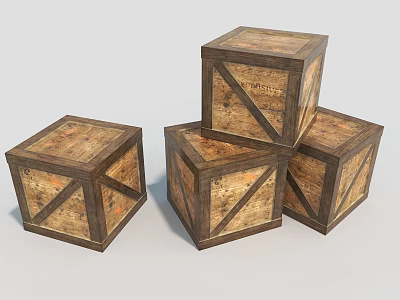 Stacked Wooden Storage Boxes with Vintage Design for Home Organization and Decor 3d model