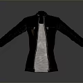 Black Leather Jacket With White Lining Open Style Sleeves Spread Out For Daily Casual Wear