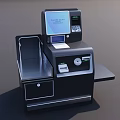 Modern Commercial Cash Register With Display Screen Keypad Cash Drawer And Receipt Printer