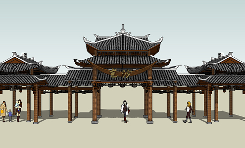 Chinese Gate Cultural Corridor 3d model