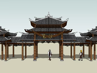 Chinese Gate Cultural Corridor 3d model