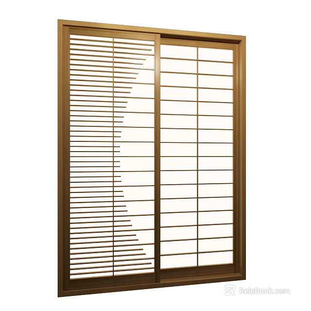 Modern Wooden Sliding Doors With Grid Design And Transparent Glass Panels For Interior 3d model 