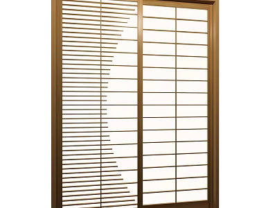 Modern Wooden Sliding Doors With Grid Design And Transparent Glass Panels For Interior 3d model
