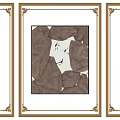 Three Ornate Plaster Moulding Frames With Central Rock Bird Painting