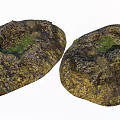 Natural Stone Wood Decorative Pieces With Green Moss And Hollow Design