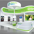 BRAVIEW Exhibition Booth With Green And White Curved Design Product Display And Reception Counter