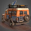 Vintage Orange And Blue Off-Road Vehicle With Roof Rack Gear Bull Bar And Off-Road Tires