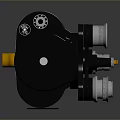 Industrial Black Metal Mechanical Component With Gear Yellow Part And Bolts
