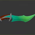 Fantasy Weapon Knife With Green Blade Red Blue Handle And Silver Accents