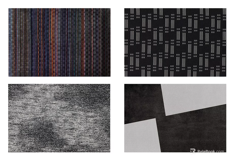 Square Rugs Featuring Colorful Stripes Geometric Patterns Textured And Block Designs 3d model