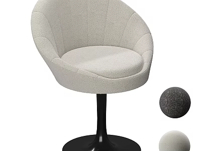 Beige Upholstered Dining Chair With Curved Backrest Black Base And Color Options 3d model
