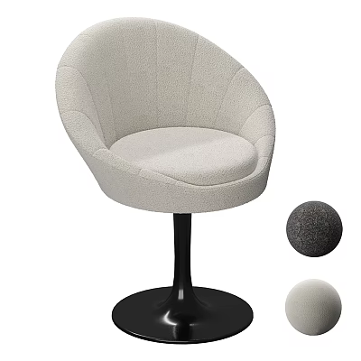 Beige Upholstered Dining Chair With Curved Backrest Black Base And Color Options 3d model