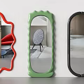 Three Colorful Decorative Mirrors With Irregular Wavy And Oval Shapes For Home Decor