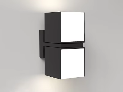 Modern Wall Light with Black Frame White Panels Double Cube Wall Mounted Design 3d model