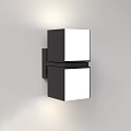 Modern Wall Light with Black Frame White Panels Double Cube Wall Mounted Design