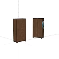 Two Wooden Brown Wardrobes With Double Doors Classic Handles And Simple Design