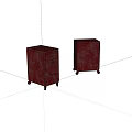 Two Vintage Red Storage Cabinets With Drawers On Rolling Wheels 3d model