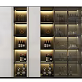 Elegant Modern Wine Cabinet With Glass Doors LED Lighting And Wine Storage