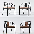 Modern Dining Chairs With Black Metal Frame Brown Cushioned Seat And Stylish Armrest Design