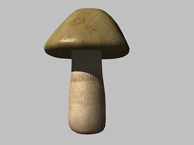 Mushroom Shaped Table Lamp With Yellow Shade And Light Brown Base On Gray Background 3d model