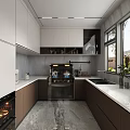 Modern Open Living Dining Room Interior With Marble Floor Chandelier Sofa Dining Table TV Wall