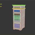 Modern High Cabinet With White Body Blue Decorative Panels And Geometric Patterns