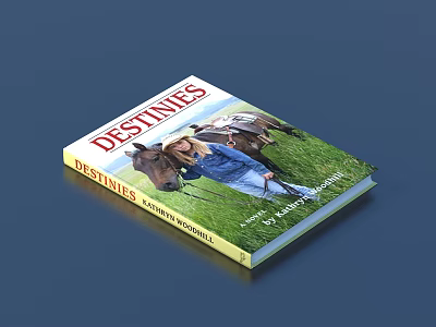 Destinies Book Magazine Cover Featuring Person With Horse On Green Grass 3d model