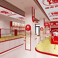 Snack Retail Store Interior With Red White Decor And Squirrel Character Display Counters 3d model